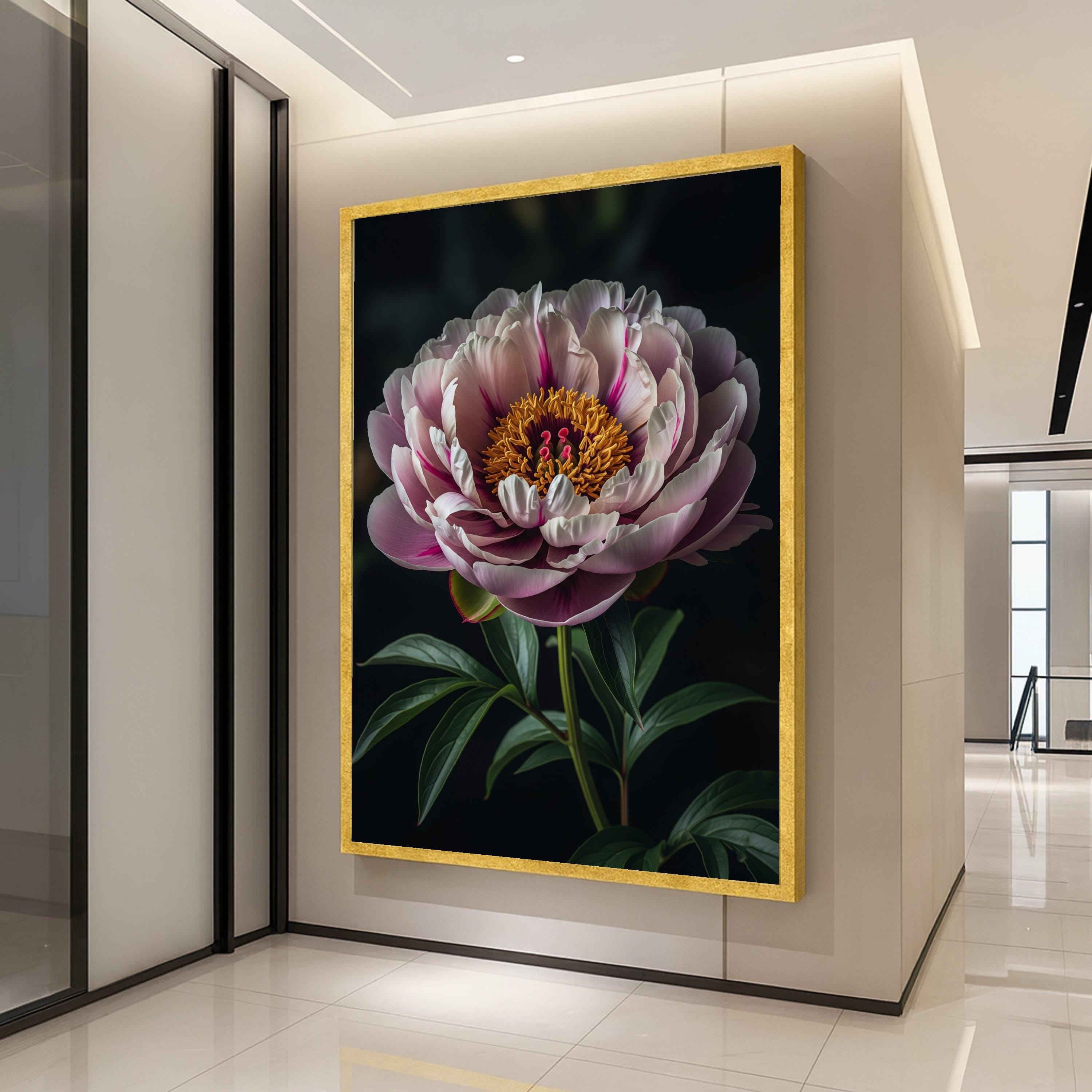 Elegant Pink Peony Bloom Canvas, Floral Wall Art, Botanical Canvas Decor, Close-up Flower Print, Home Decoration Canvas Ready To Hang,