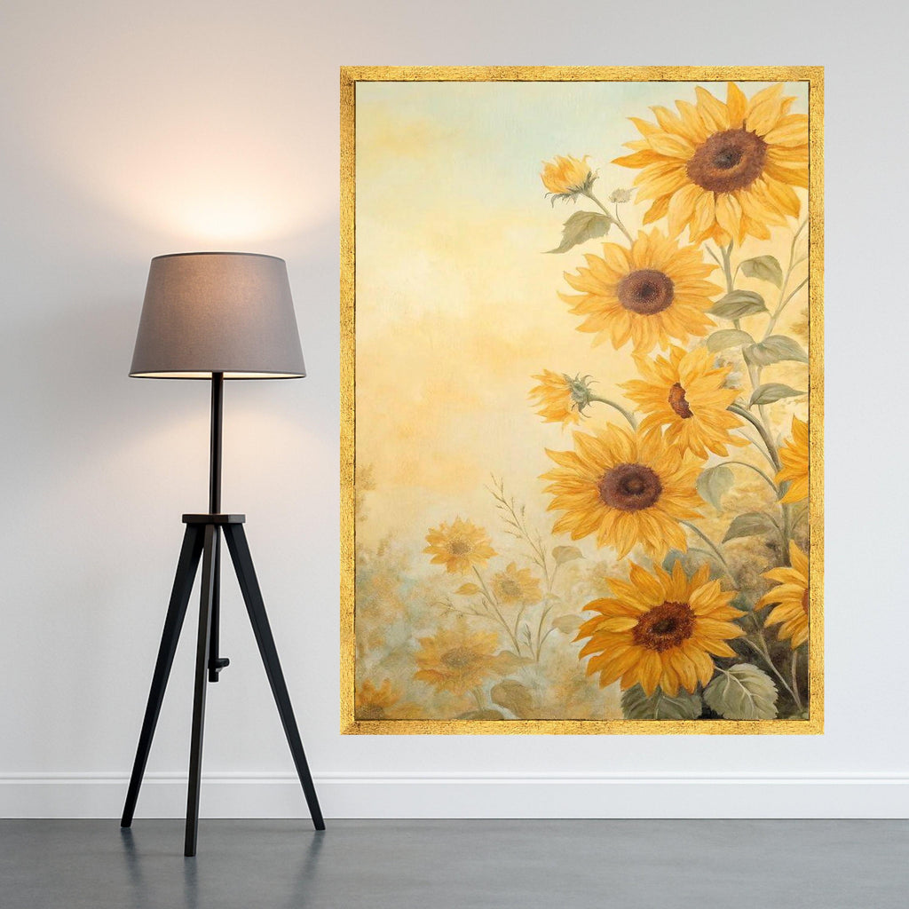 Bright Sunflower Bouquet Canvas, Floral Wall Art, Nature Painting Print, Yellow Sunflower Canvas, Farmhouse Decor, Ready to Ready To Hang,