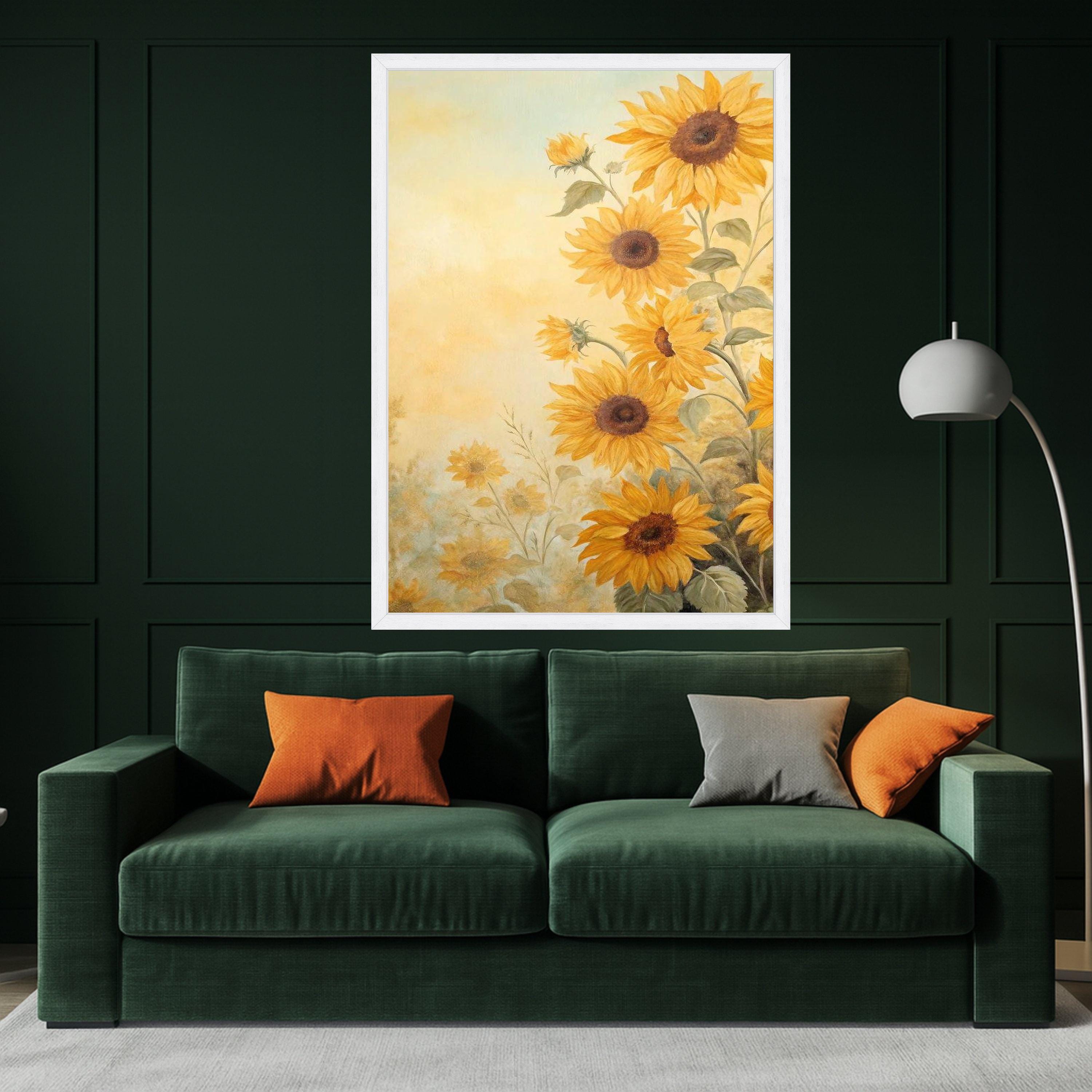 Bright Sunflower Bouquet Canvas, Floral Wall Art, Nature Painting Print, Yellow Sunflower Canvas, Farmhouse Decor, Ready to Ready To Hang,