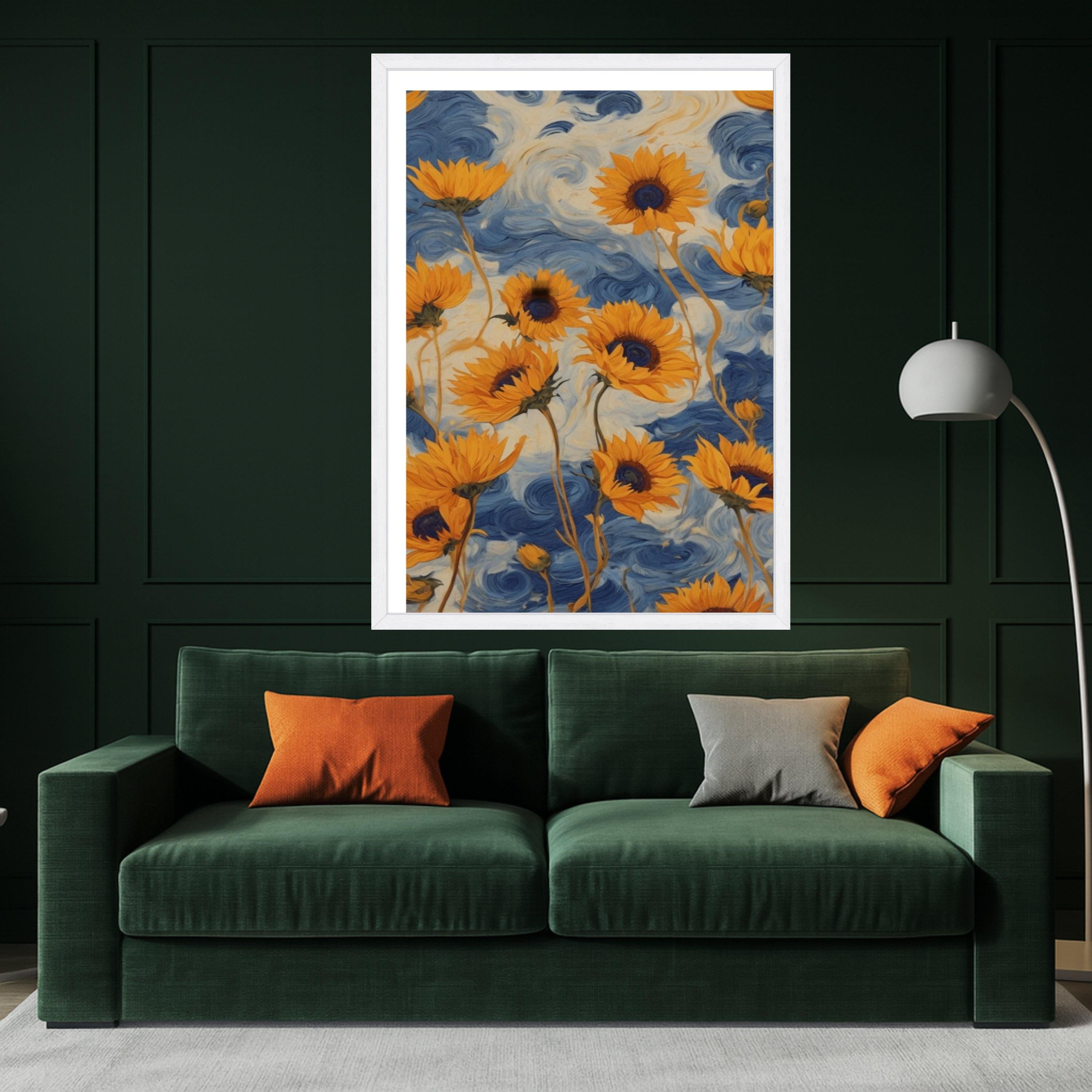Sunflower Canvas Print – Van Gogh Inspired Wall Art Ready to Hang – Vibrant Floral Wall Decor for Living Room
