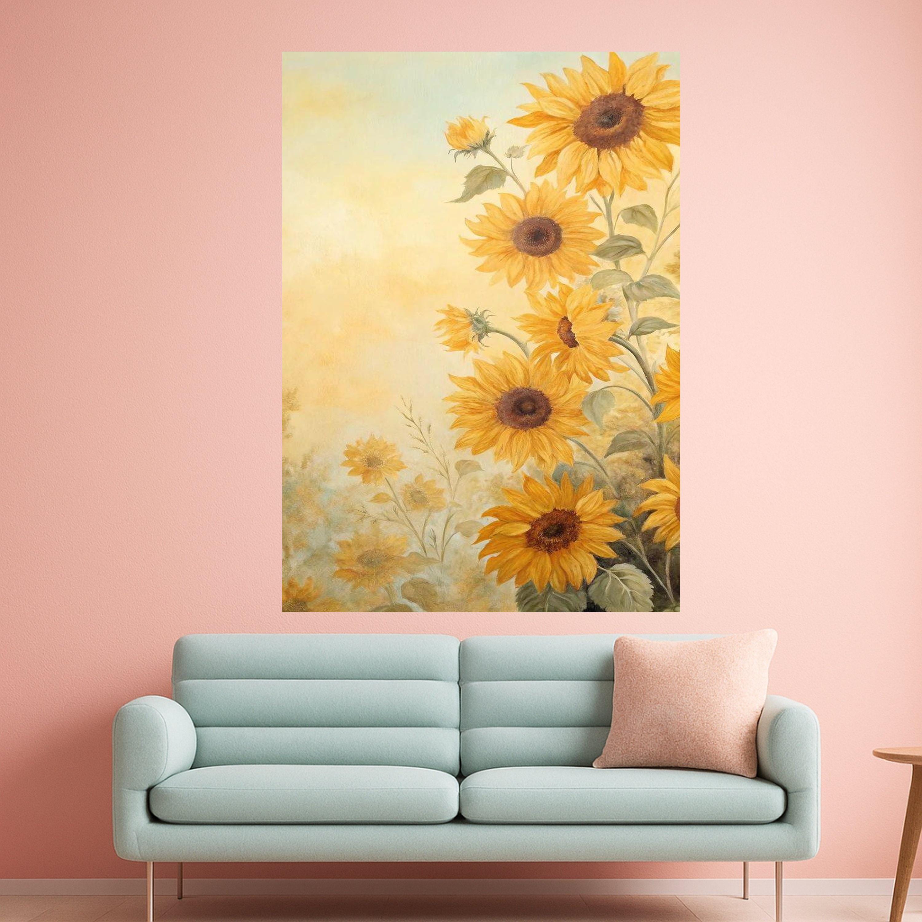 Bright Sunflower Bouquet Canvas, Floral Wall Art, Nature Painting Print, Yellow Sunflower Canvas, Farmhouse Decor, Ready to Ready To Hang,
