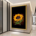 Dark Sunflower Canvas Print – Realistic Floral Wall Art, Ready to Hang Botanical Wall Decor for Living Room or Office
