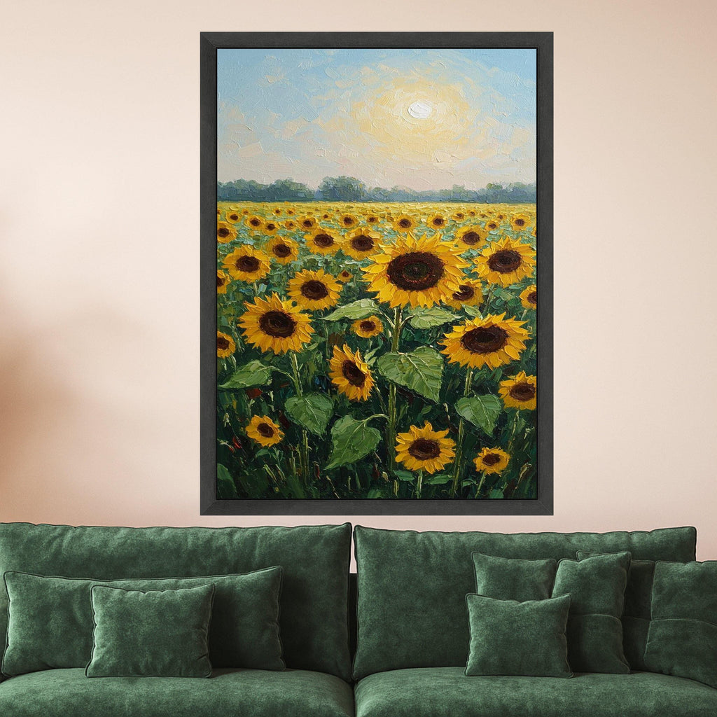 Sunflower Field Canvas Print – Bright Nature Wall Art, Ready to Hang Botanical Wall Decor for Living Room, Bedroom or Office