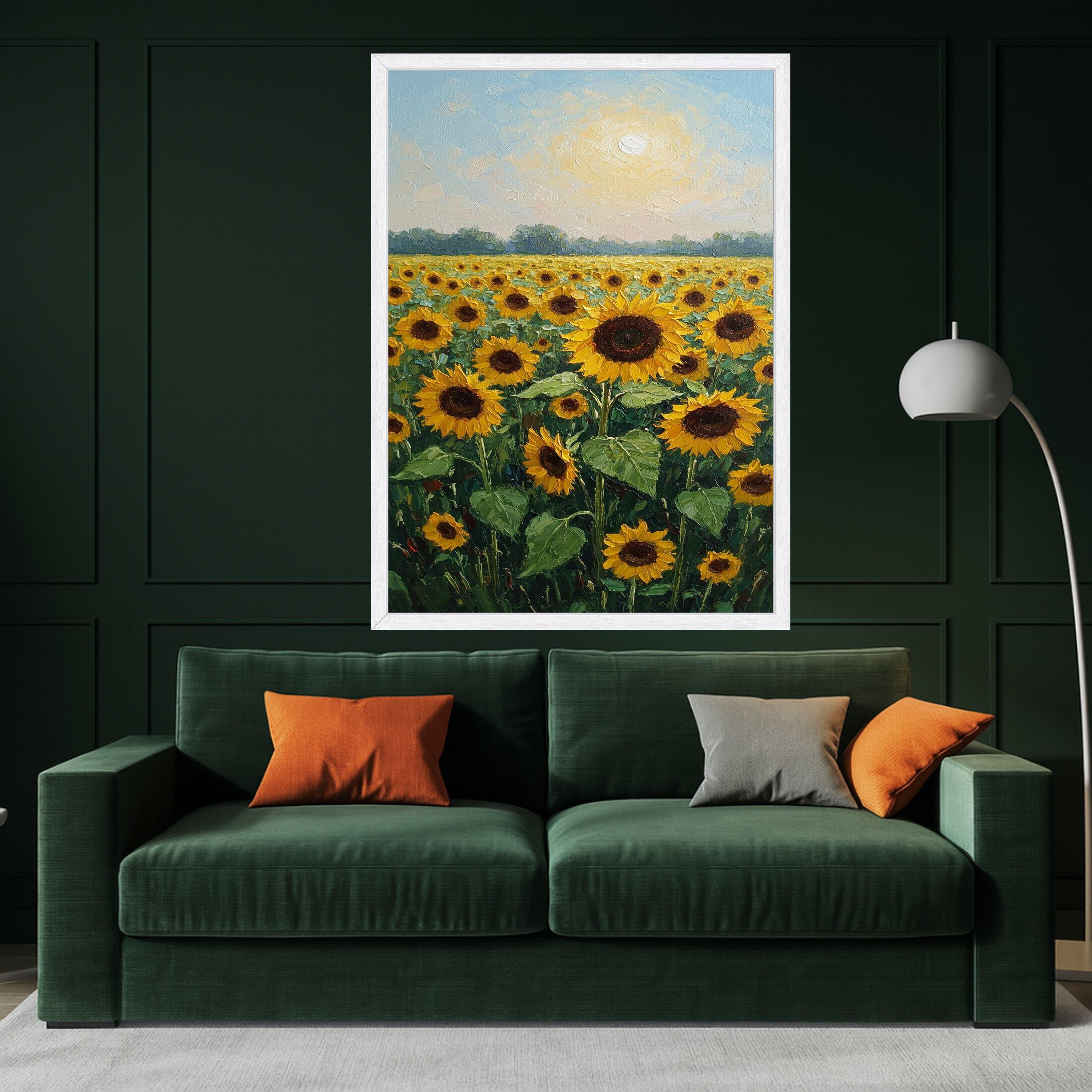 Sunflower Field Canvas Print – Bright Nature Wall Art, Ready to Hang Botanical Wall Decor for Living Room, Bedroom or Office