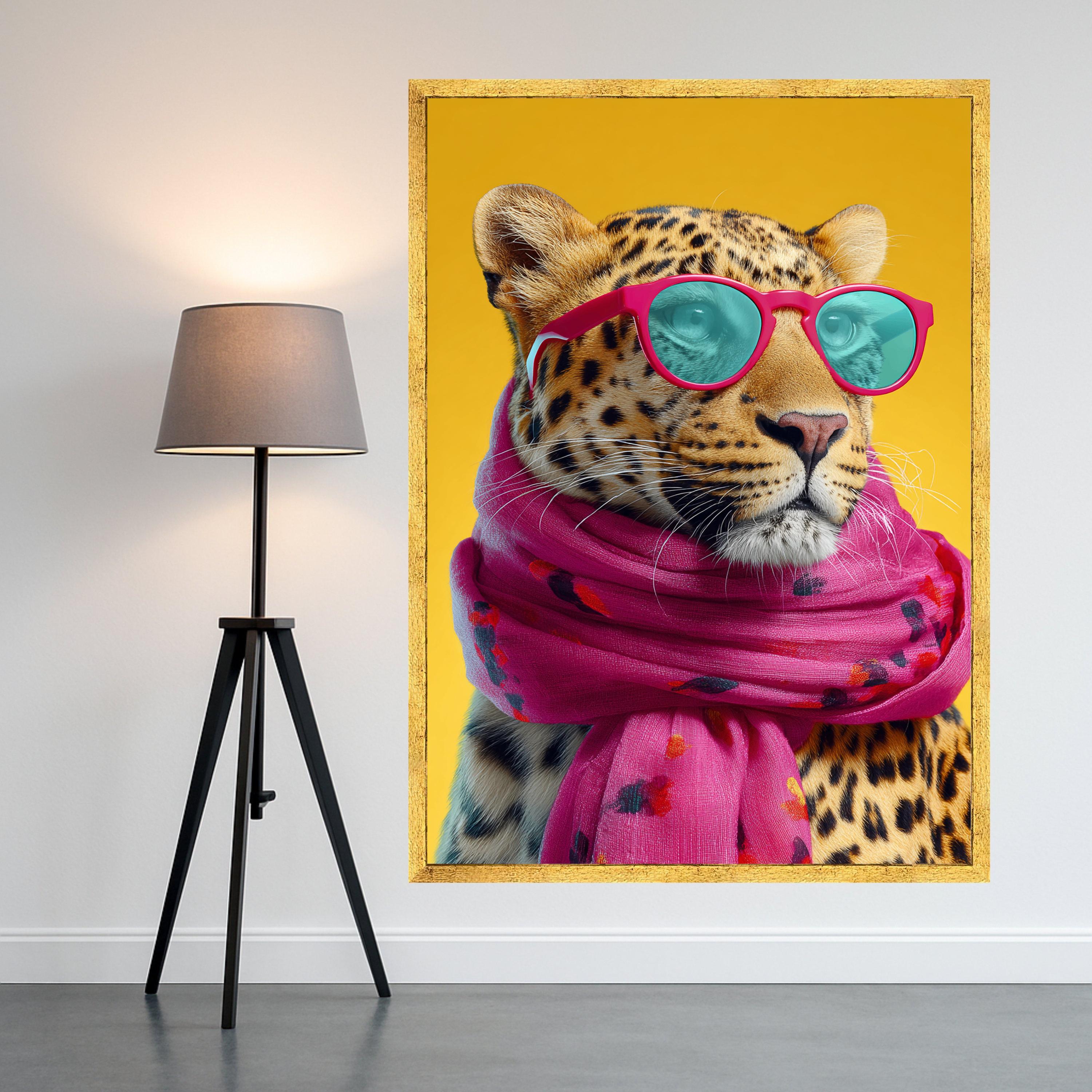 Leopard Canvas Print – Funny Animal Wall Art, Cool Cat with Sunglasses, Bold Pop Art Wall Decor, Modern Wall Decoration, Ready to Hang