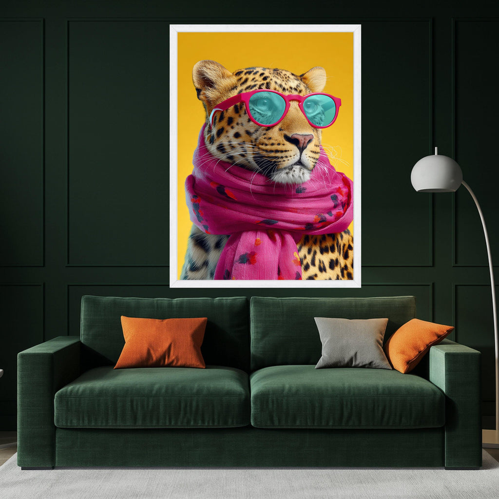 Leopard Canvas Print – Funny Animal Wall Art, Cool Cat with Sunglasses, Bold Pop Art Wall Decor, Modern Wall Decoration, Ready to Hang