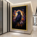Raven Canvas Print – Gothic Wall Art with Black Bird and Roses, Dark Romantic Wall Decoration, Baroque Raven Wall Decor Ready to Hang