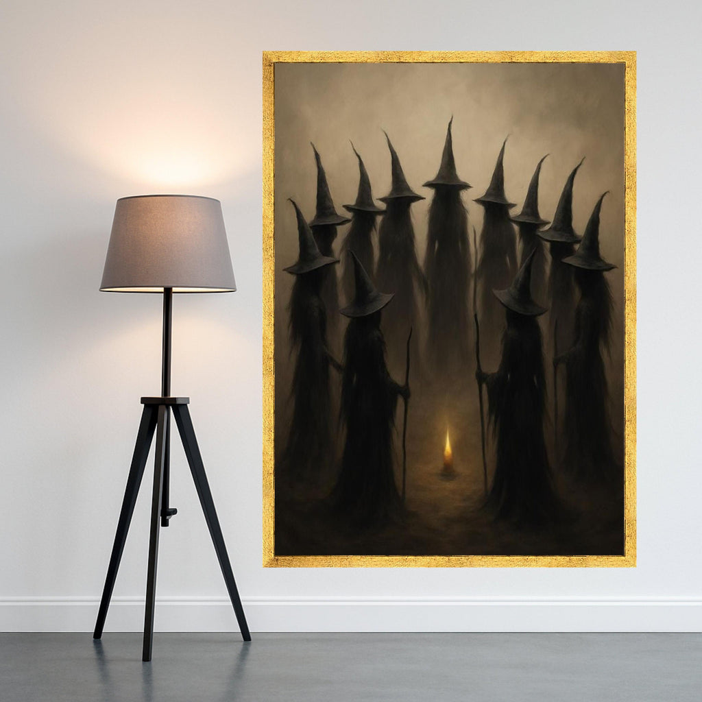 Dark Witch Coven Canvas Print – Gothic Wall Art, Wall Decor, Ready to Hang Halloween Wall Decoration