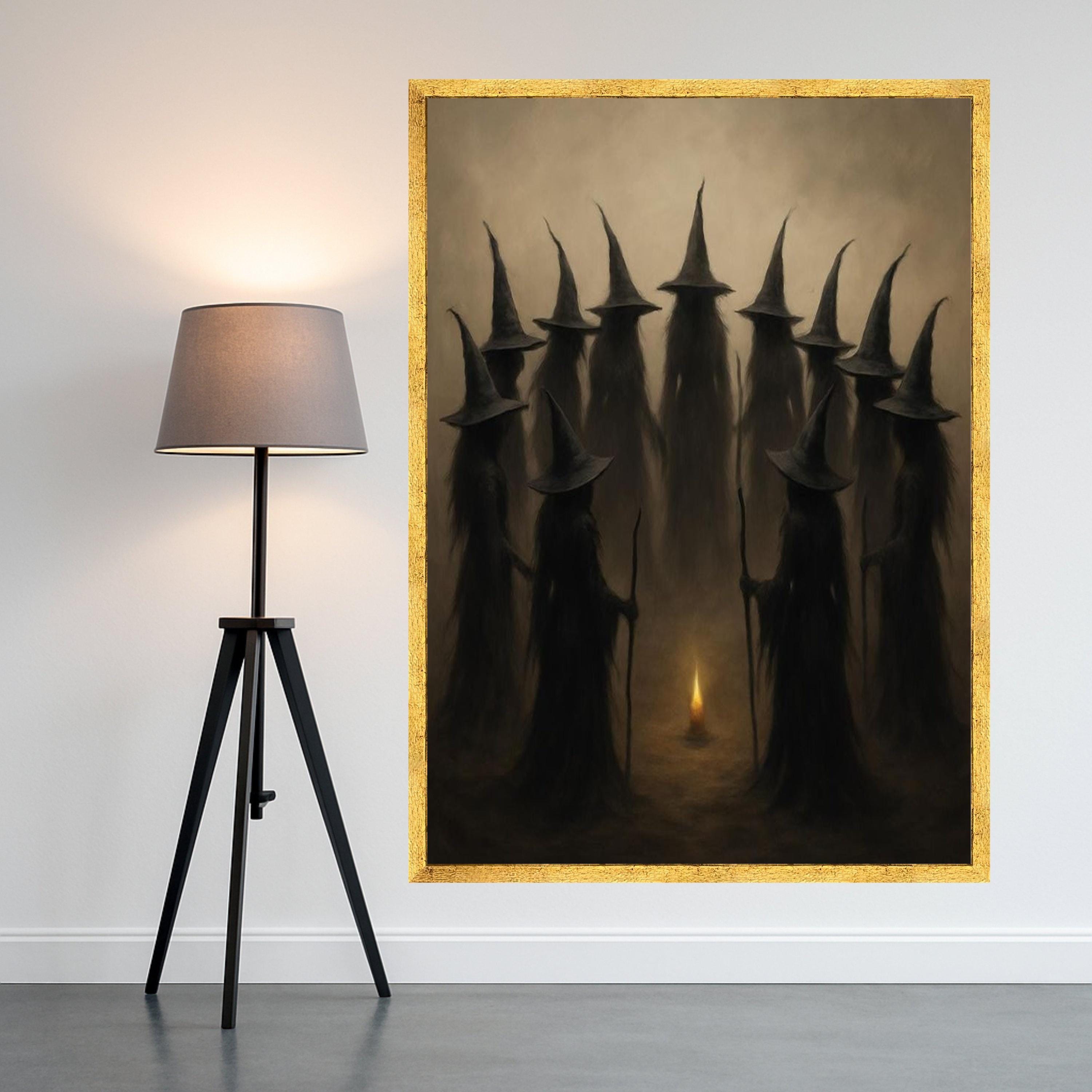 Dark Witch Coven Canvas Print – Gothic Wall Art, Wall Decor, Ready to Hang Halloween Wall Decoration