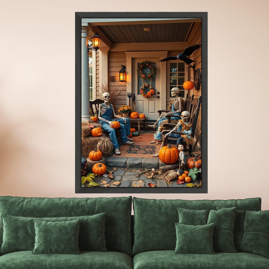 Skeleton Family Halloween Canvas Print – Wall Art, Wall Decor, Ready to Hang Fall Wall Decoration