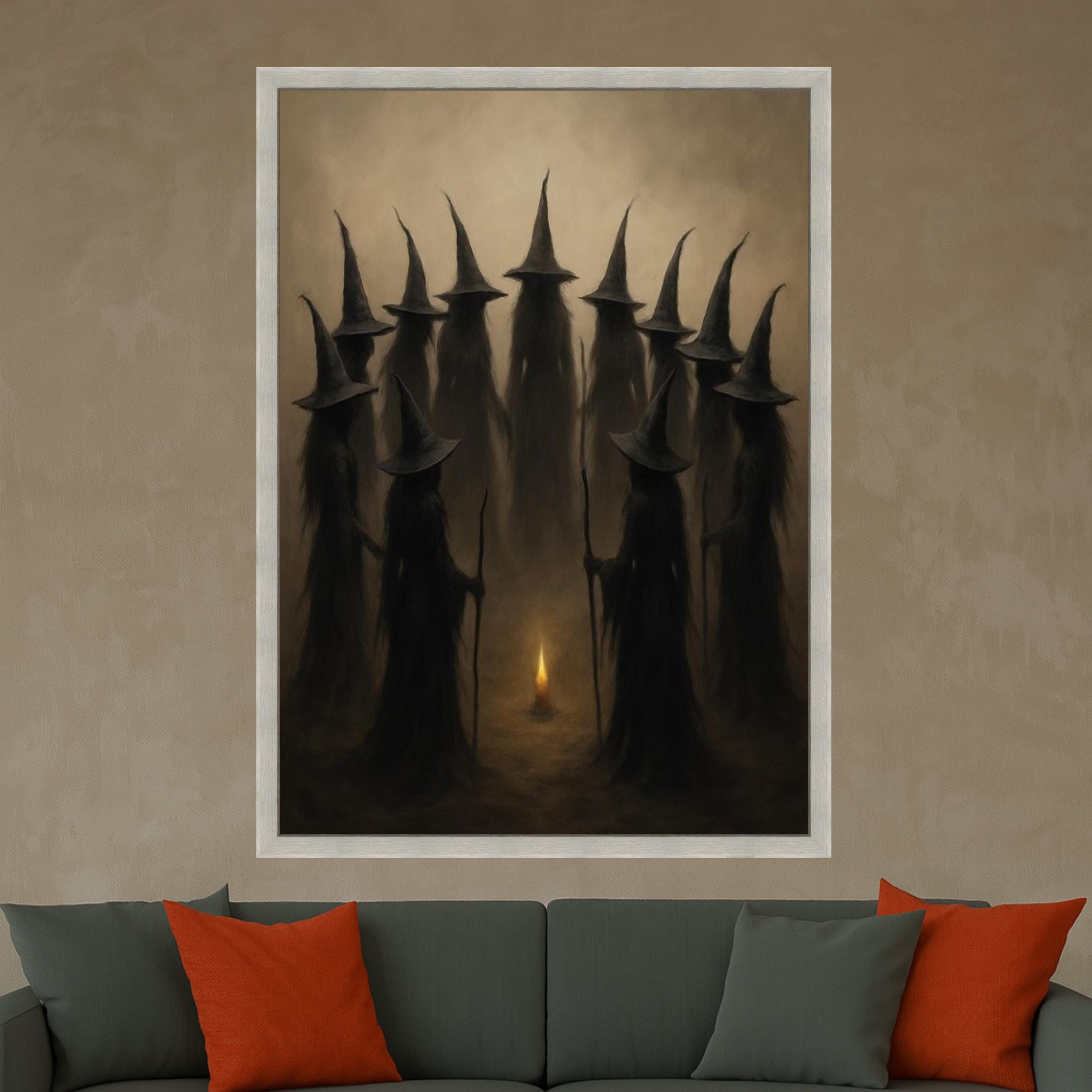 Dark Witch Coven Canvas Print – Gothic Wall Art, Wall Decor, Ready to Hang Halloween Wall Decoration