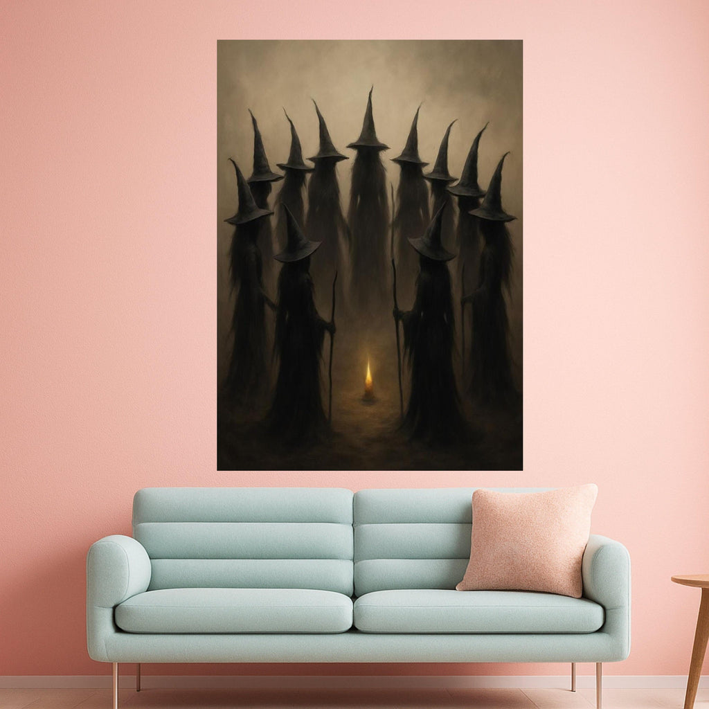 Dark Witch Coven Canvas Print – Gothic Wall Art, Wall Decor, Ready to Hang Halloween Wall Decoration