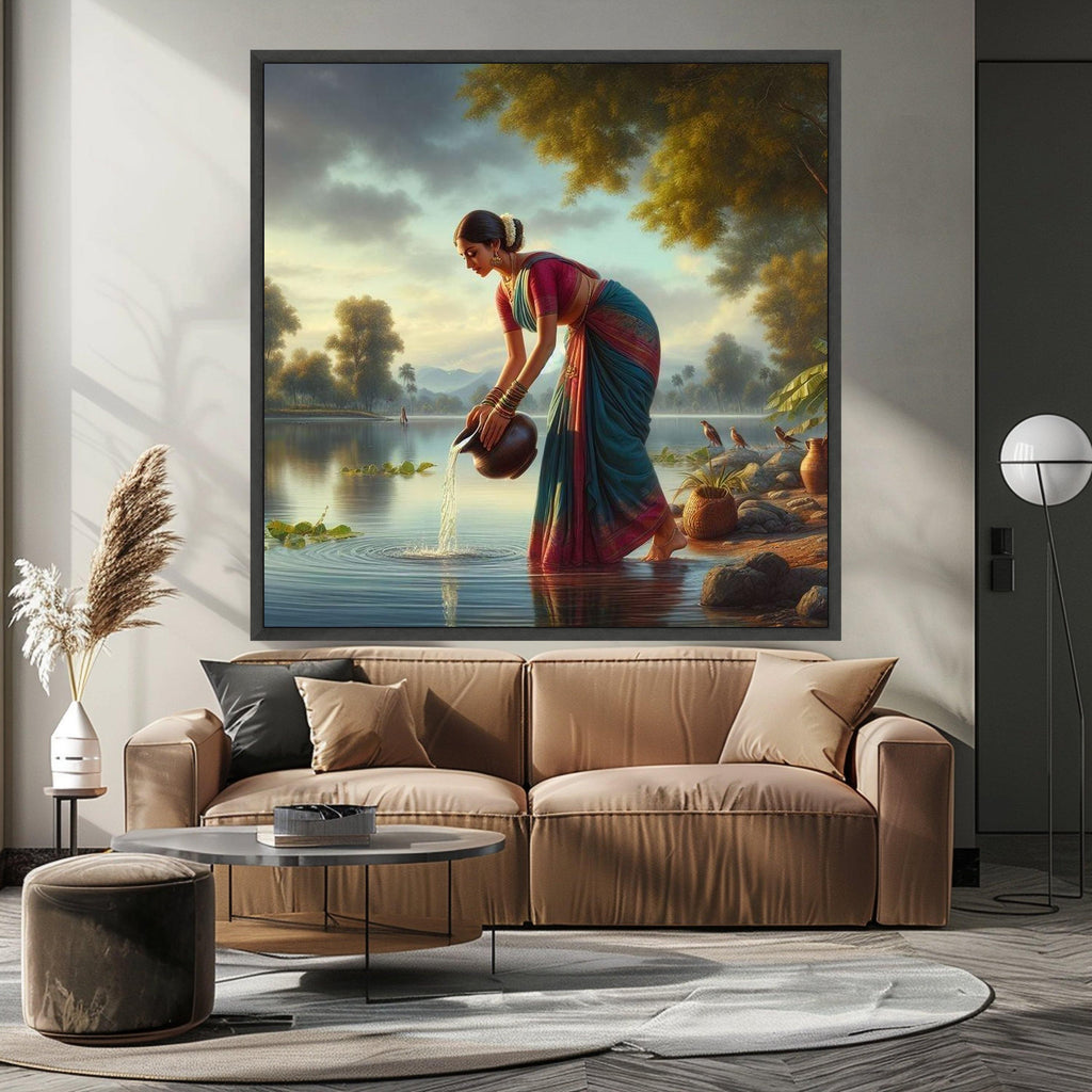 Graceful Indian Woman Canvas Print – Wall Art, Wall Decor, Ready to Hang Wall Decoration