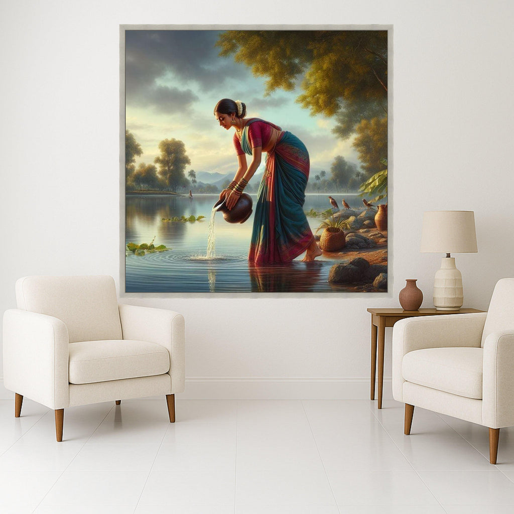 Graceful Indian Woman Canvas Print – Wall Art, Wall Decor, Ready to Hang Wall Decoration