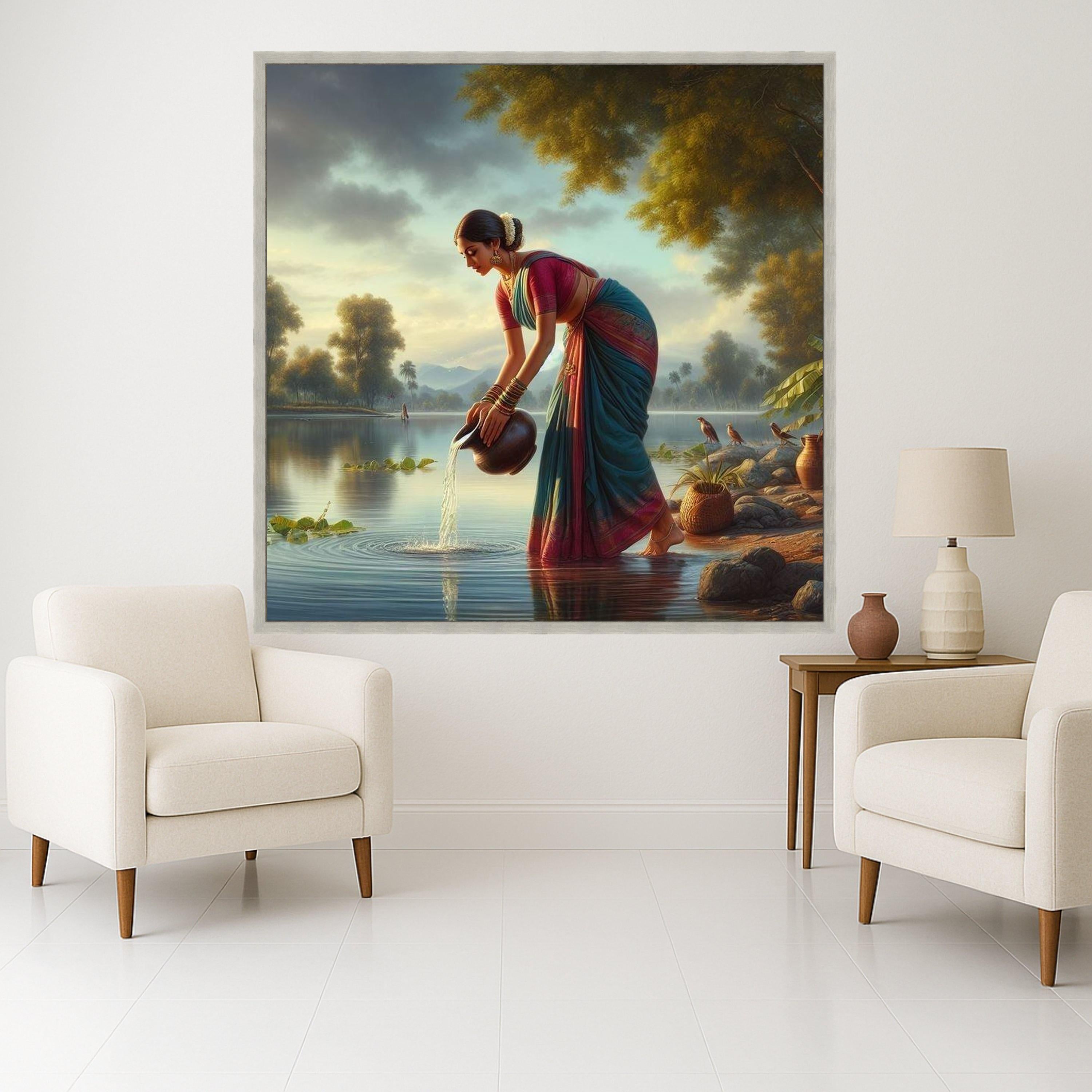 Graceful Indian Woman Canvas Print – Wall Art, Wall Decor, Ready to Hang Wall Decoration