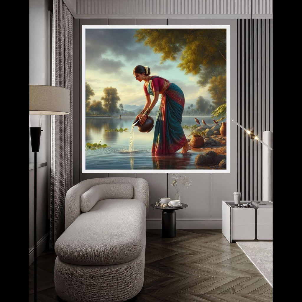 Graceful Indian Woman Canvas Print – Wall Art, Wall Decor, Ready to Hang Wall Decoration
