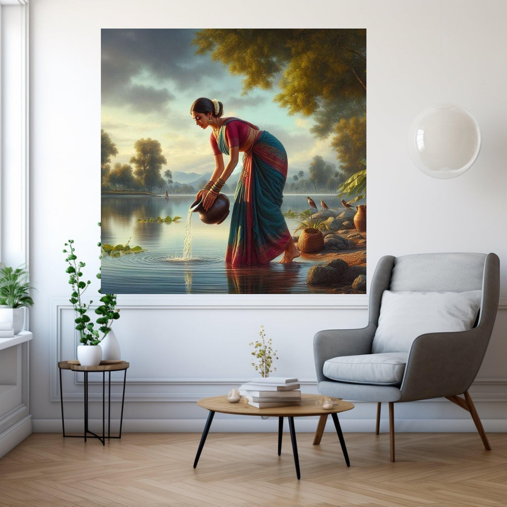 Graceful Indian Woman Canvas Print – Wall Art, Wall Decor, Ready to Hang Wall Decoration
