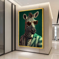 Cool Zebra Portrait Canvas, Modern Animal Wall Art, Stylish Striped Zebra with Sunglasses, Fashionable Safari Canvas, Unique Ready To Hang,