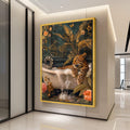 Relaxed Leopard in Bathtub Canvas, Exotic Wildlife Wall Art, Tropical Botanical Decor, Nature and Animal Canvas, Unique Ready To Hang,
