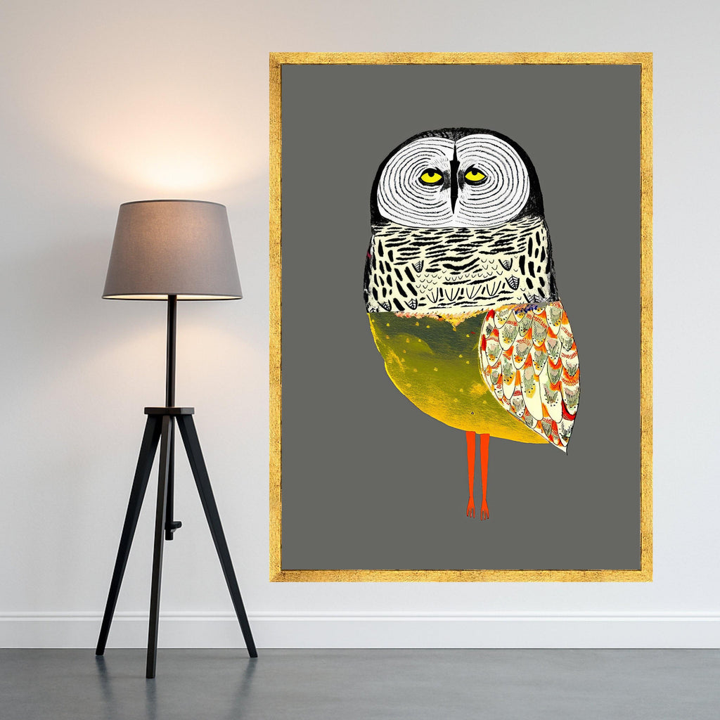 Whimsical Owl Illustration Canvas, Colorful Bird Wall Art, Modern Animal Print, Unique Home Decor, Nature Inspired Canvas Art Ready To Hang,