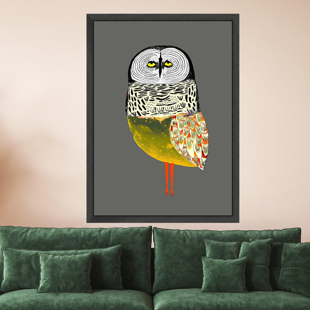 Whimsical Owl Illustration Canvas, Colorful Bird Wall Art, Modern Animal Print, Unique Home Decor, Nature Inspired Canvas Art Ready To Hang,