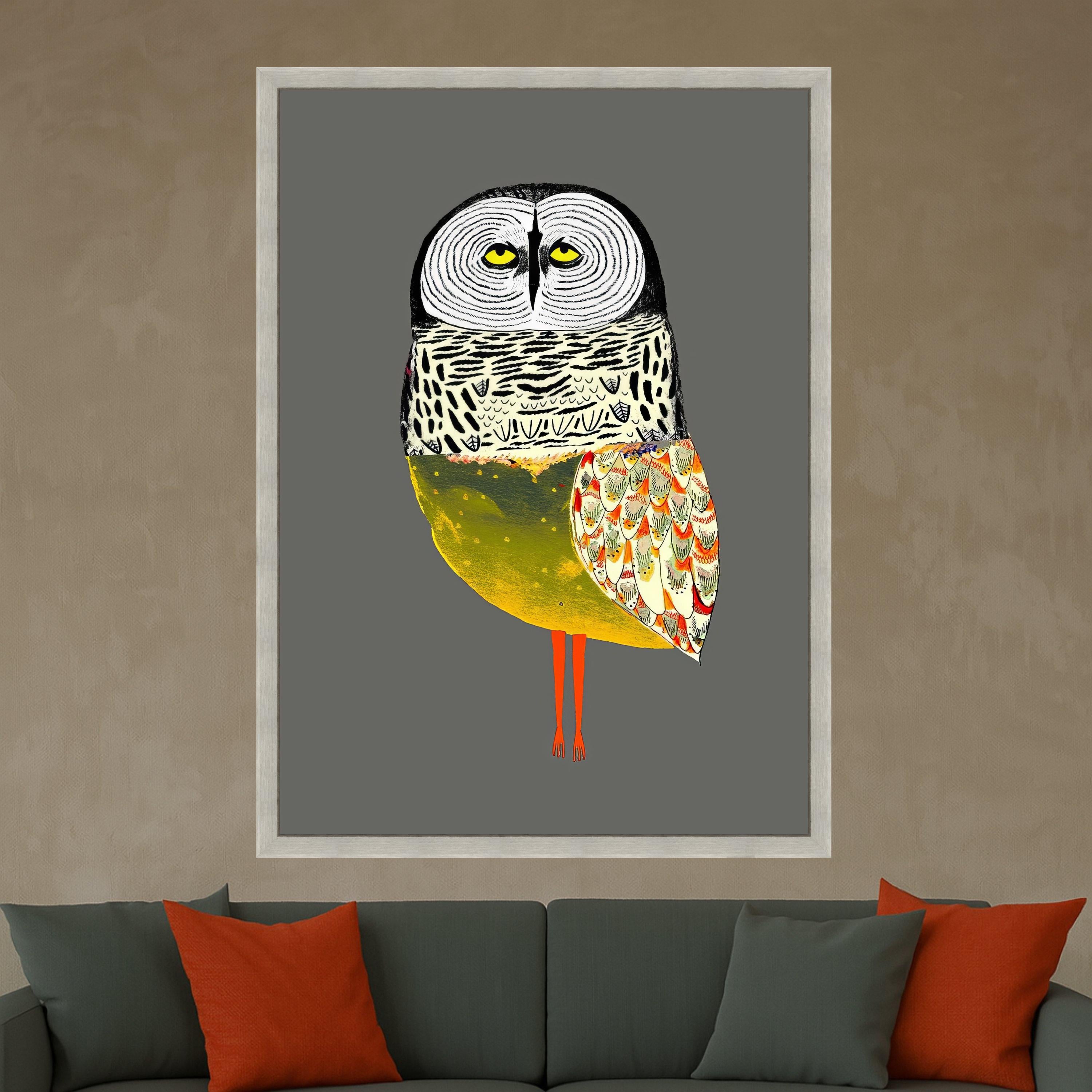 Whimsical Owl Illustration Canvas, Colorful Bird Wall Art, Modern Animal Print, Unique Home Decor, Nature Inspired Canvas Art Ready To Hang,