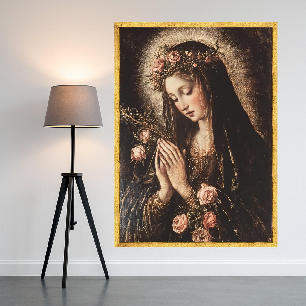 Virgin Mary Canvas Print – Religious Wall Art Ready to Hang – Classic Catholic Wall Decor & Wall Decoration