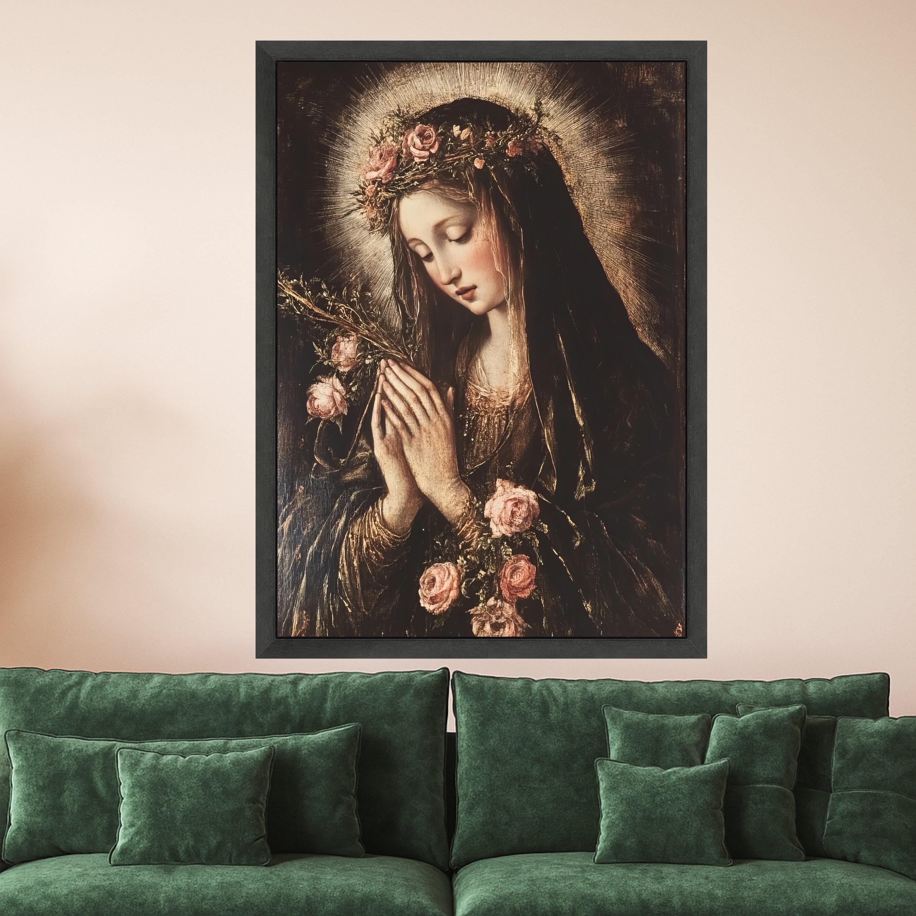 Virgin Mary Canvas Print – Religious Wall Art Ready to Hang – Classic Catholic Wall Decor & Wall Decoration