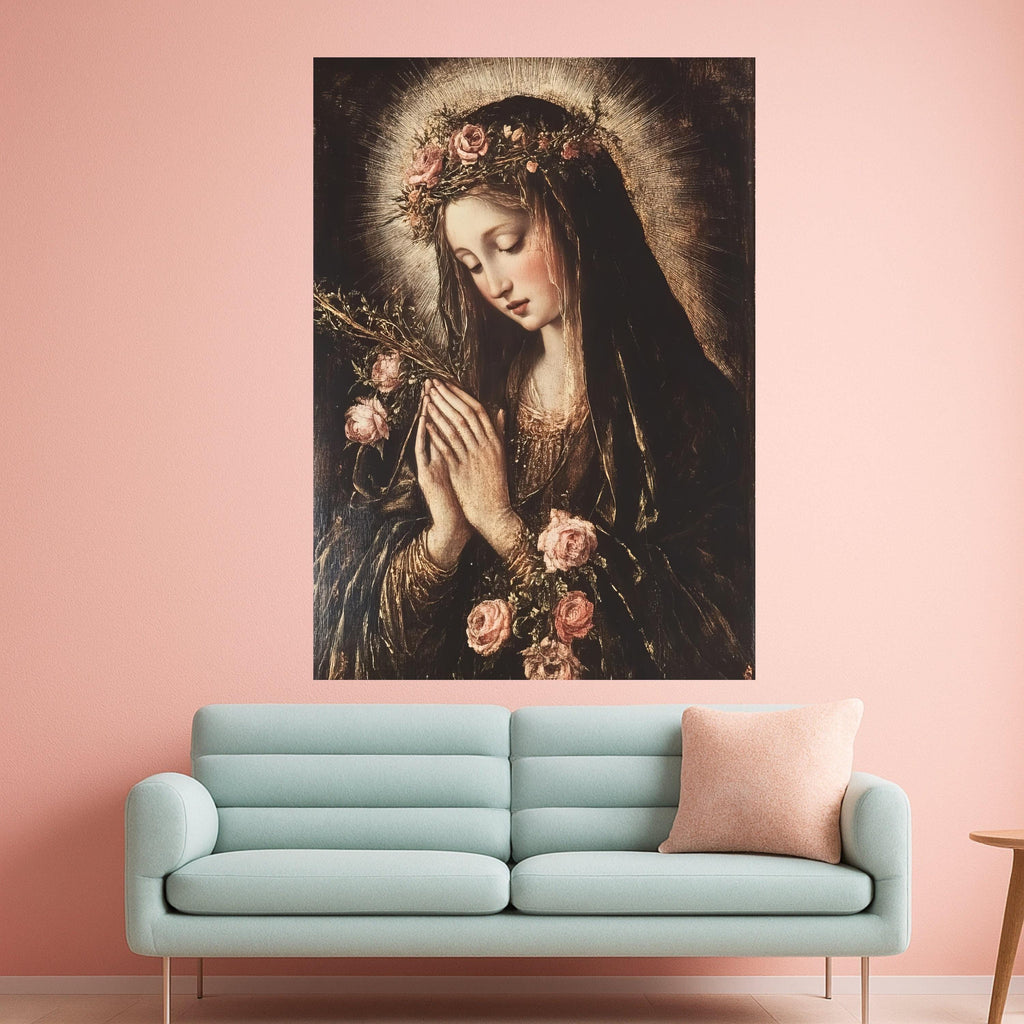 Virgin Mary Canvas Print – Religious Wall Art Ready to Hang – Classic Catholic Wall Decor & Wall Decoration