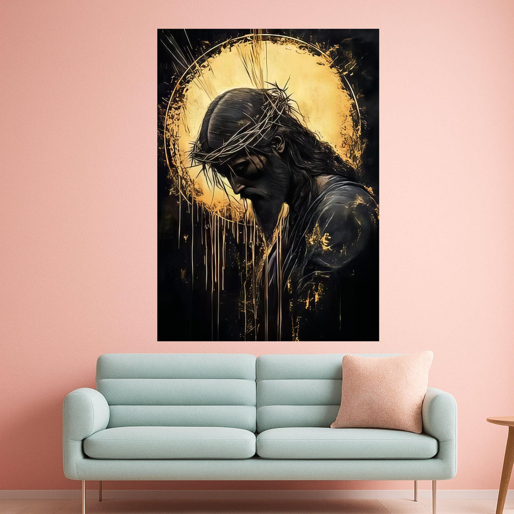Jesus Christ with Crown of Thorns Canvas Wall Art, Spiritual Religious Canvas, Christian Inspirational Home Decor, Sacred Ready To Hang,