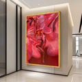 Sensual Red Floral Kiss Canvas, Intimate Love Art, Abstract Romance Painting, Modern Wall Decor, Passionate Expression Canvas Ready To Hang,