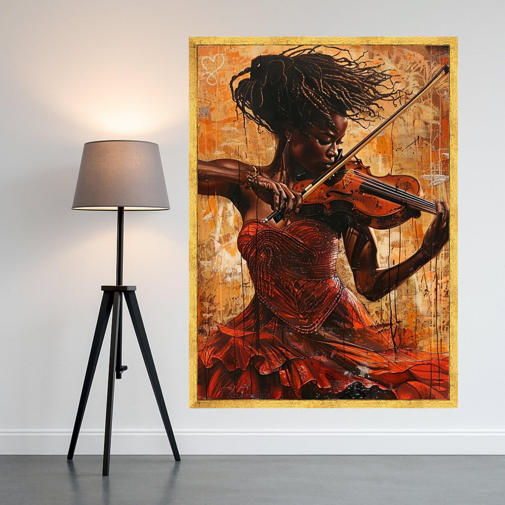 Violinist Canvas Print – Black Woman Music Wall Art – Bold Wall Decor – Abstract Musician Portrait – Ready to Hang Wall Decoration
