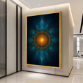 Mandala Canvas Print – Sacred Geometry Wall Art – Spiritual Wall Decor – Blue & Orange Artwork – Ready to Hang Wall Decoration