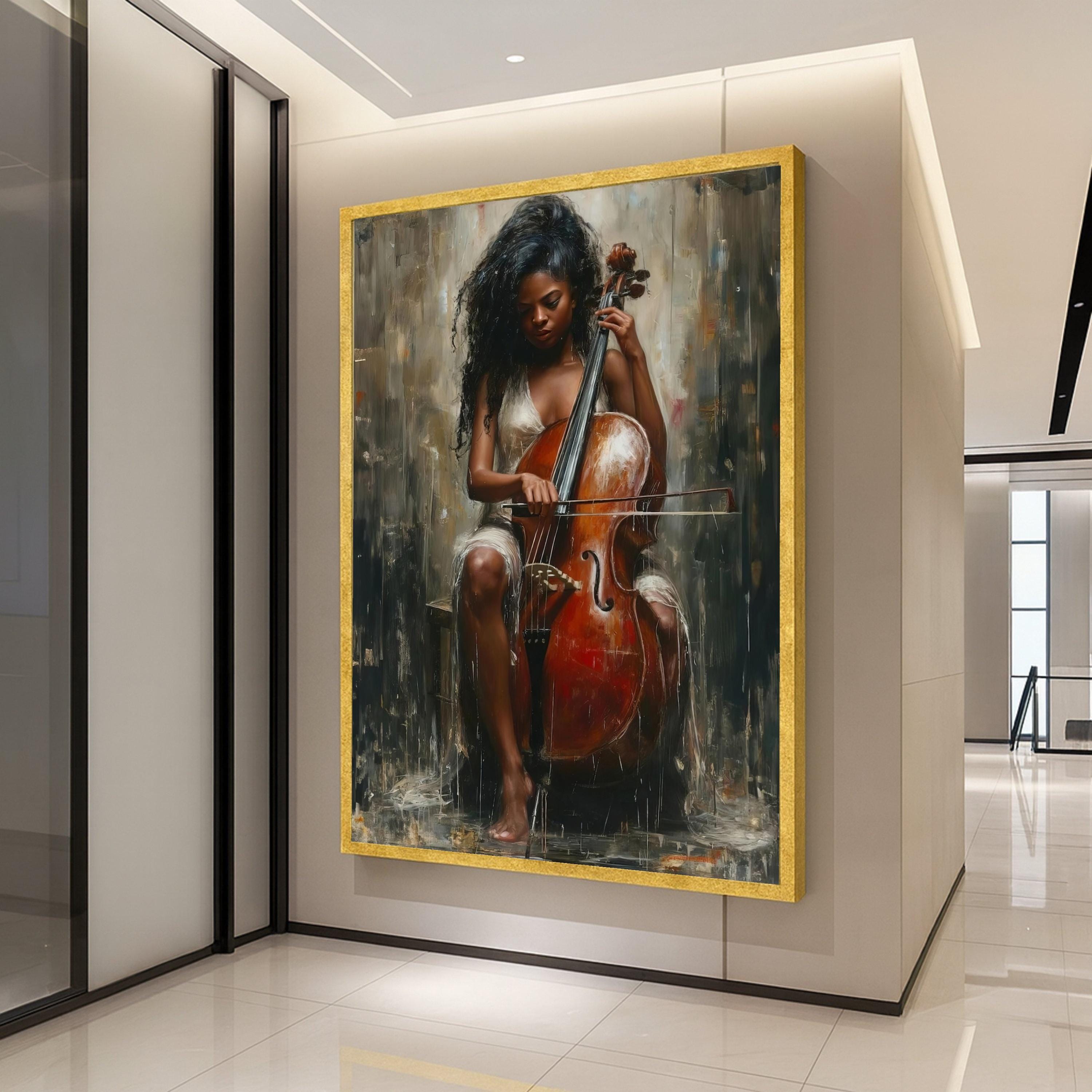 Cello Player Canvas Print – Soulful Music Wall Art for Modern Interiors – Ready to Hang Wall Decor