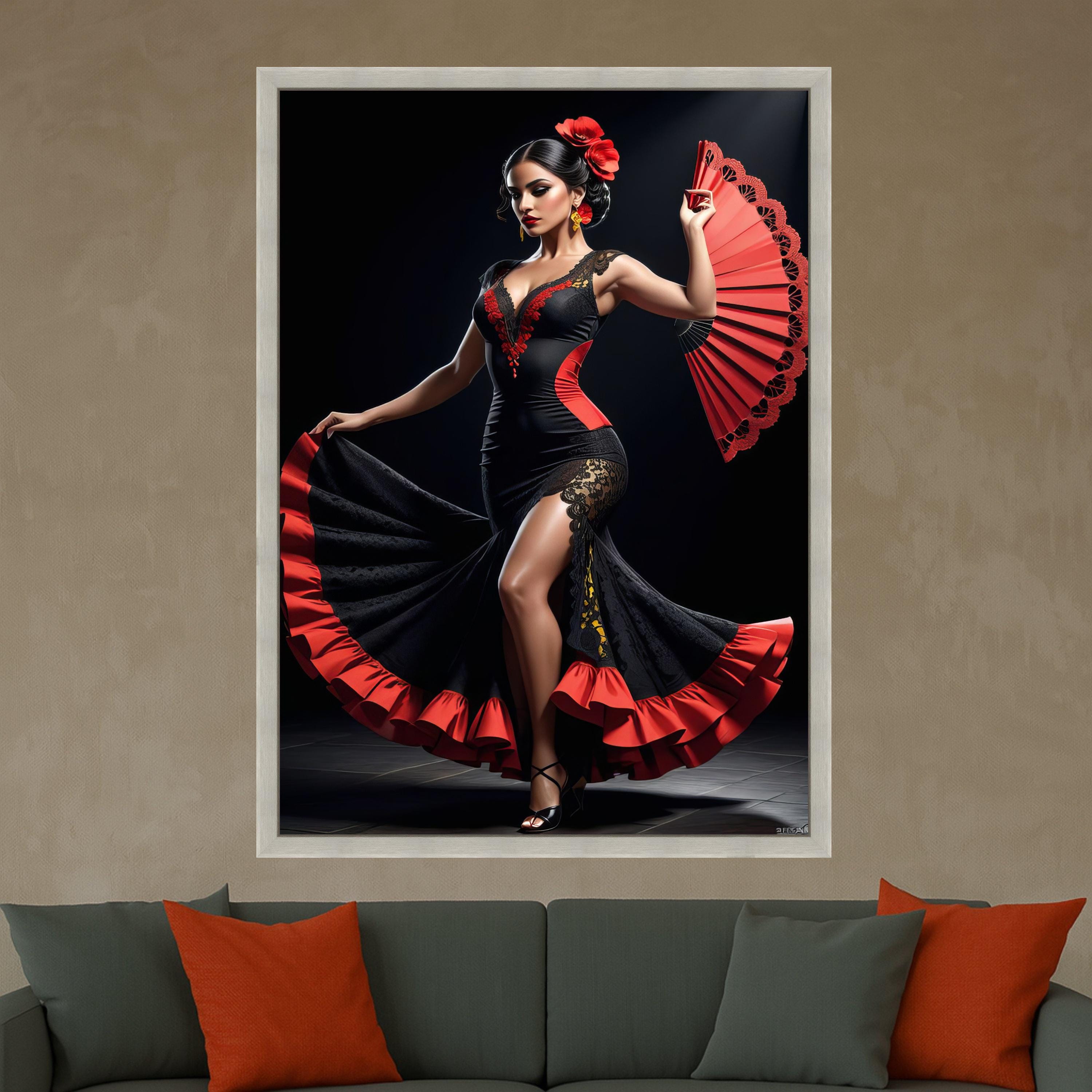 Flamenco Dancer Canvas Print – Spanish Dance Wall Art – Passionate Wall Decor – Ready to Hang Canvas – Bold Wall Decoration