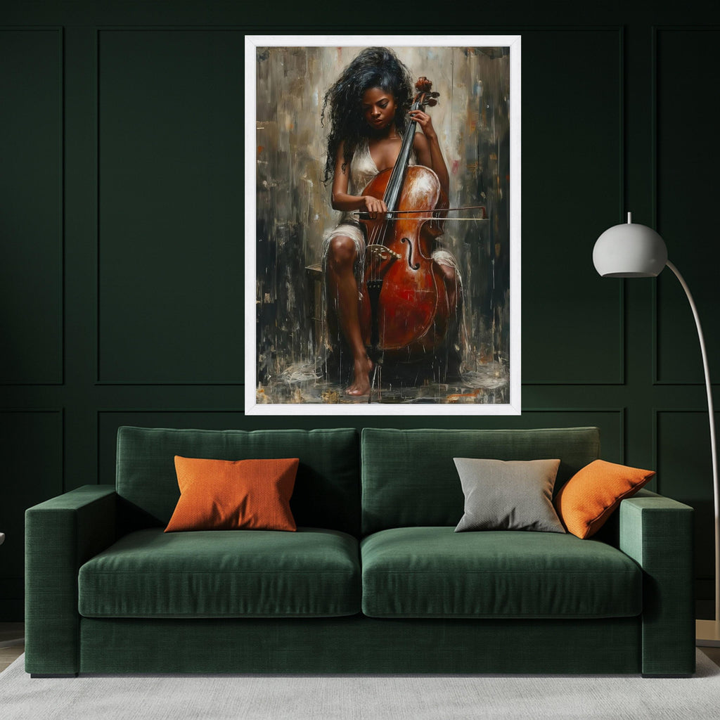 Cello Player Canvas Print – Soulful Music Wall Art for Modern Interiors – Ready to Hang Wall Decor
