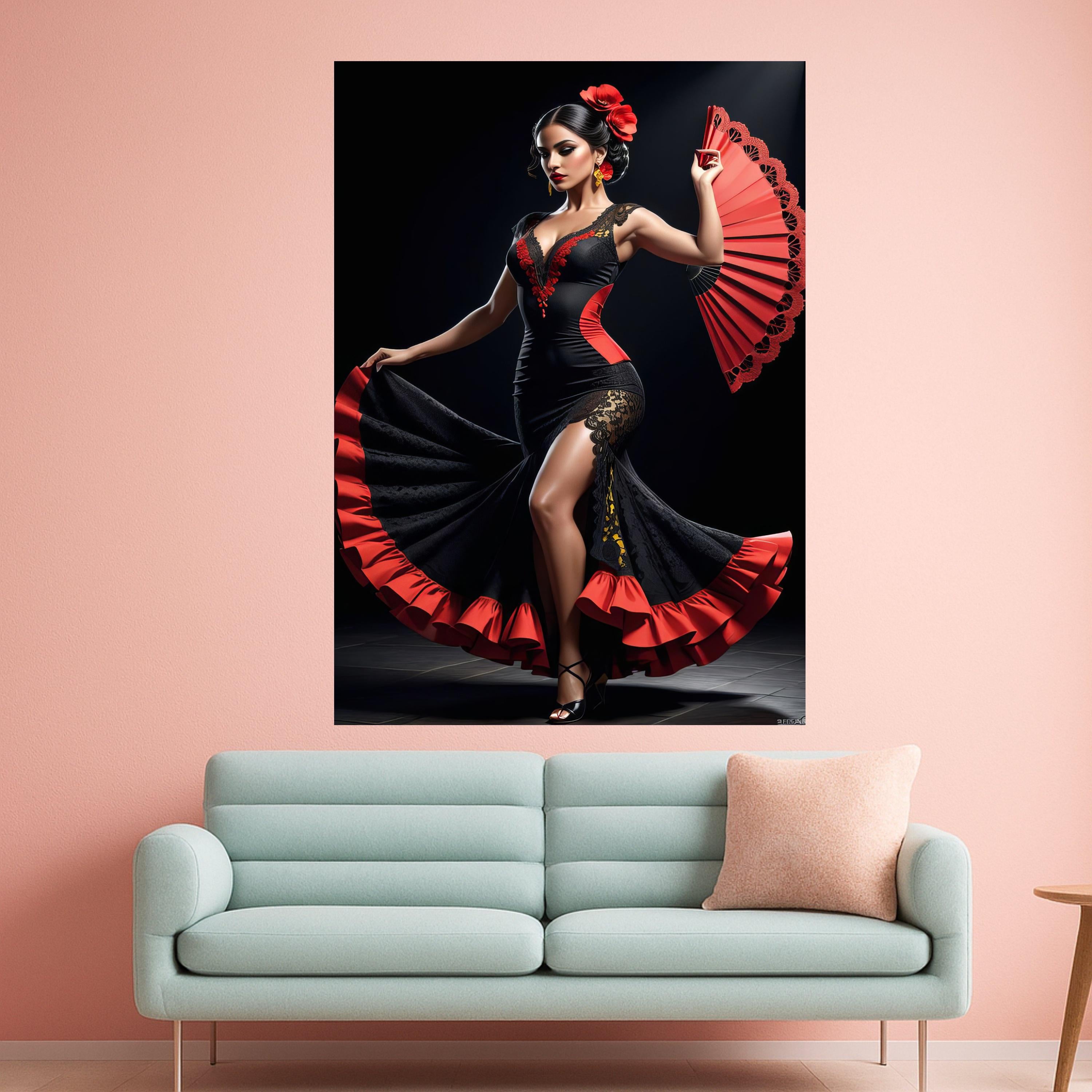 Flamenco Dancer Canvas Print – Spanish Dance Wall Art – Passionate Wall Decor – Ready to Hang Canvas – Bold Wall Decoration