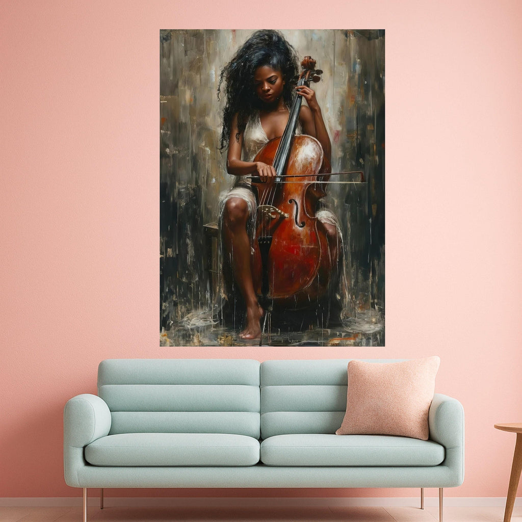 Cello Player Canvas Print – Soulful Music Wall Art for Modern Interiors – Ready to Hang Wall Decor