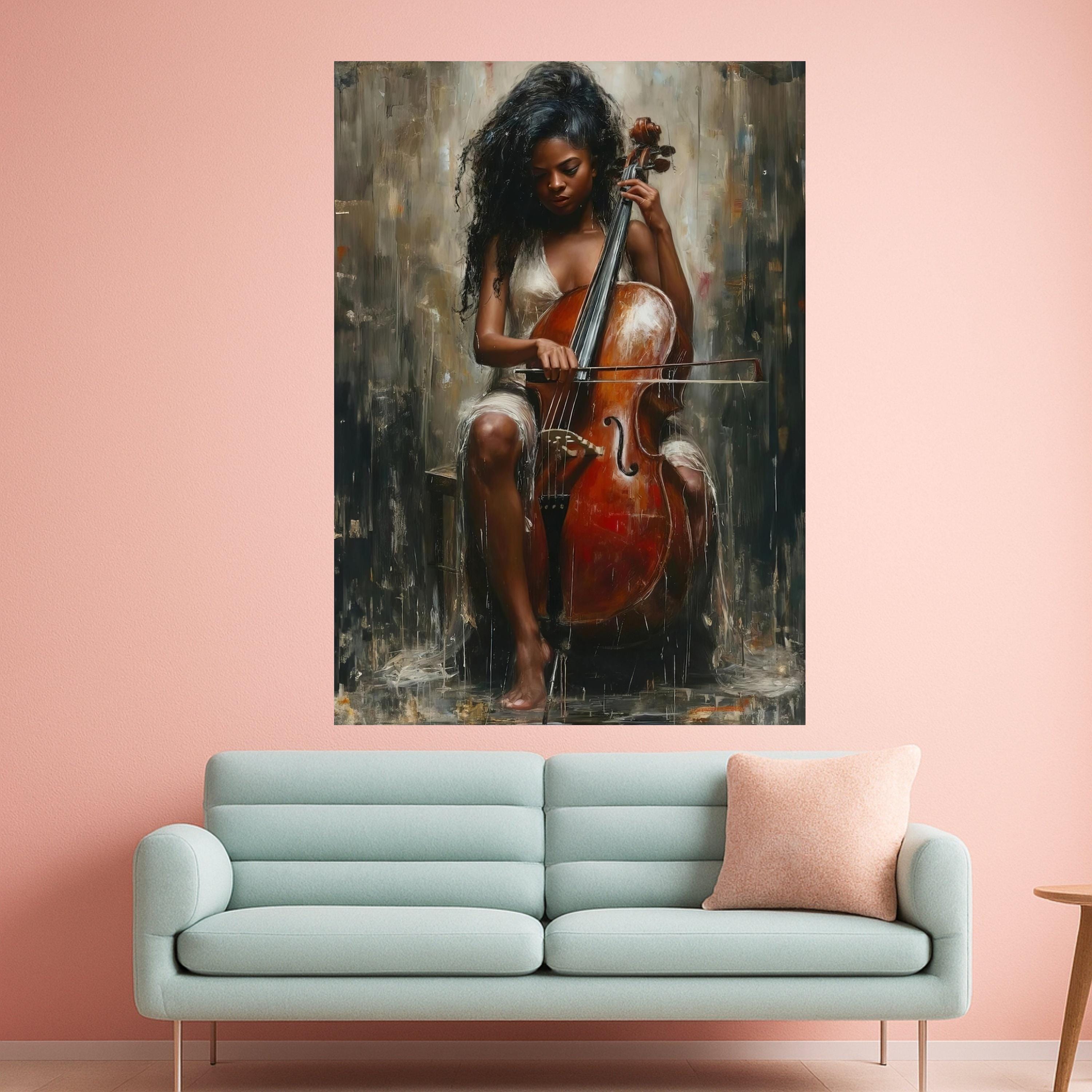 Cello Player Canvas Print – Soulful Music Wall Art for Modern Interiors – Ready to Hang Wall Decor