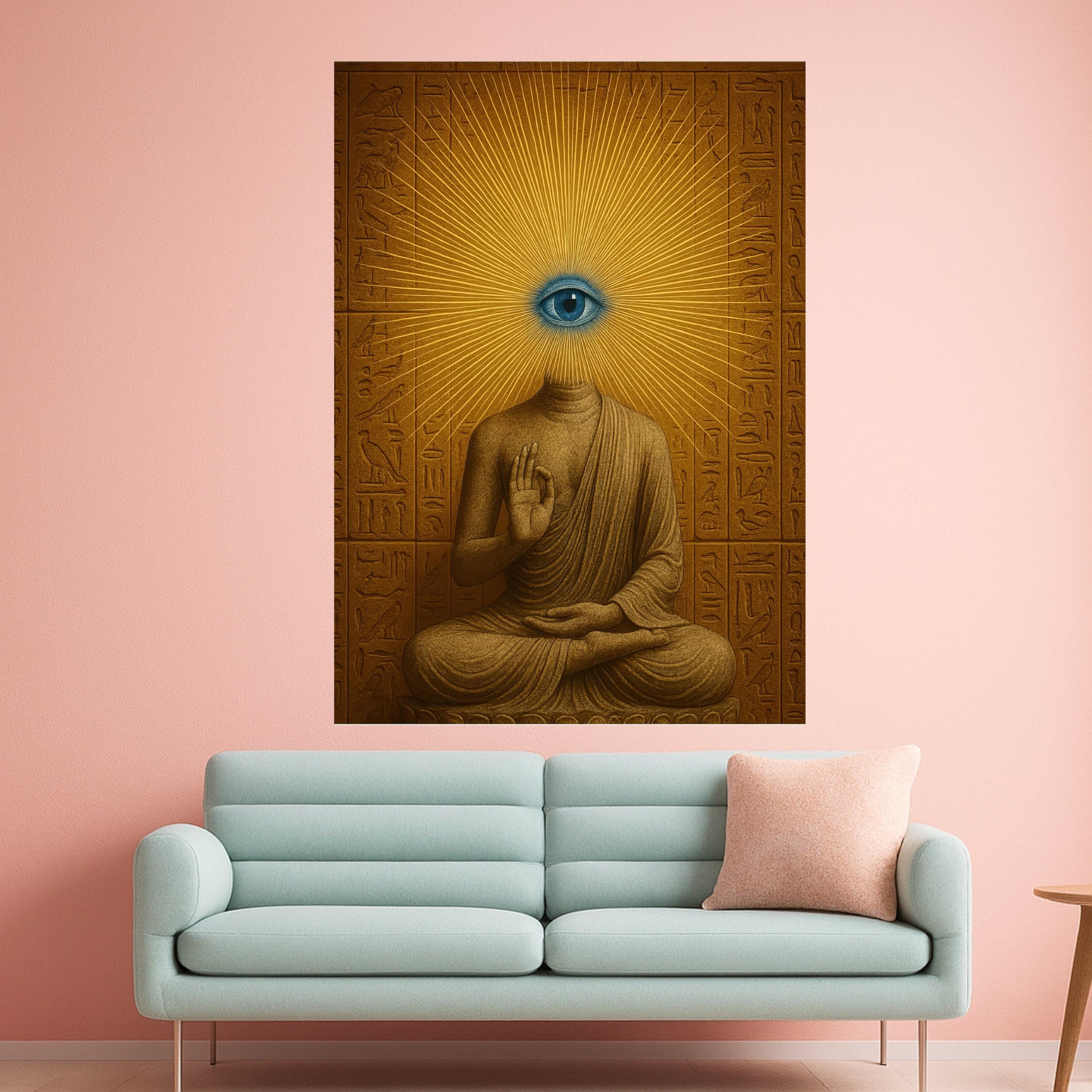 Mystical Buddha Eye Canvas Print – Surreal Wall Art for Spiritual Home – Ready to Hang Wall Decor