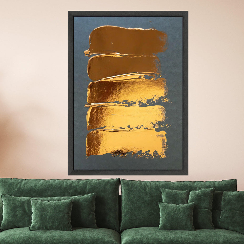 Modern Gold Brush Strokes Canvas, Abstract Metallic Wall Art, Gold Design, Contemporary Canvas Decoration, Minimalist Home Ready To Hang,