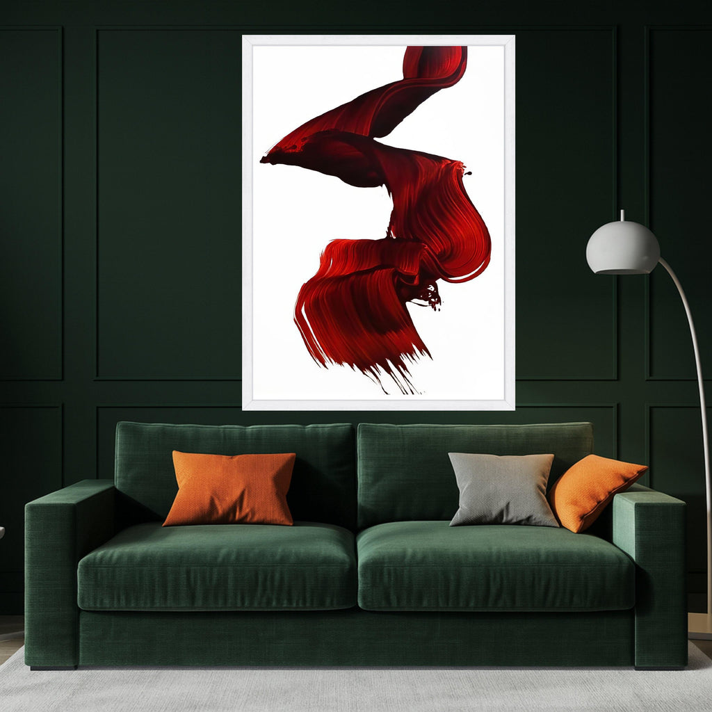 Flowing Red Brush Stroke Canvas, Abstract Modern Art, Bold Red Wall Art, Minimalist Canvas Decor, Contemporary Home Ready To Hang,