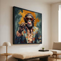 Cool Chimpanzee Canvas Print – Funky Animal Wall Art Ready to Hang – Bold Pop Wall Decor – Humorous Wall Decoration