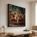 Tiger on Royal Sofa Canvas Print – Luxury Jungle Wall Art Ready to Hang – Bold Animal Wall Decor – Statement Wall Decoration