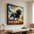Abstract Bull Canvas Print – Powerful Wall Decor, Vibrant Wall Art, Ready to Hang Animal Painting