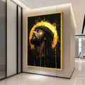 Jesus Christ Crown of Thorns Canvas, Spiritual Christian Wall Art, Golden Halo Religious Canvas, Faith Inspired Home Decor Ready To Hang,