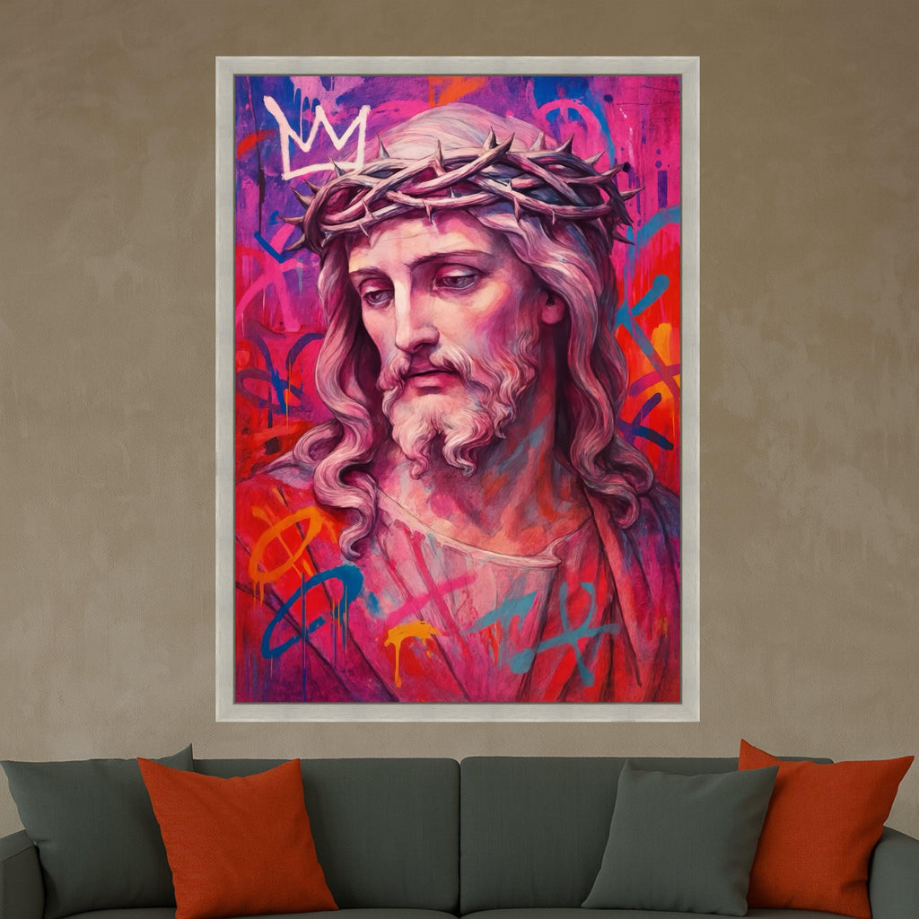 Jesus Canvas Print – Modern Religious Wall Art, Graffiti Style Wall Decor, Christian Wall Decoration, Ready to Hang Canvas