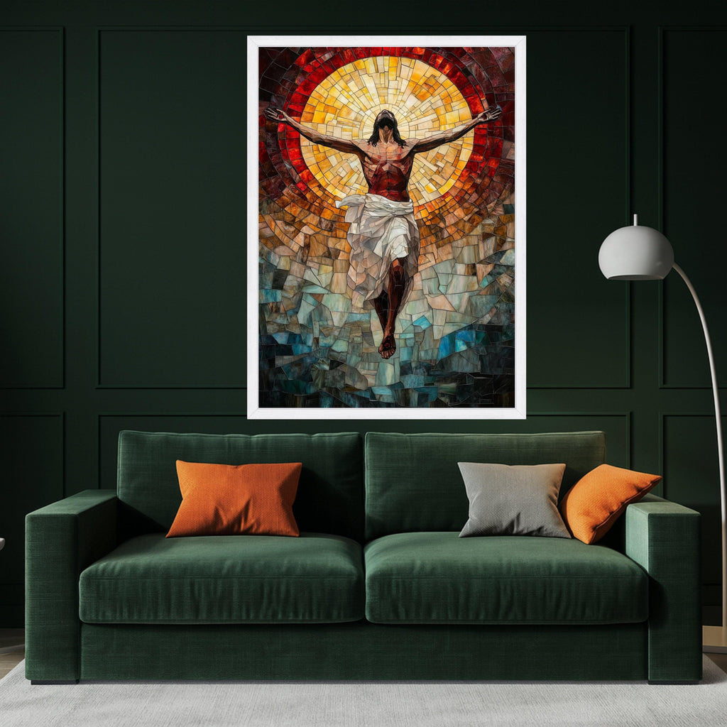 Resurrected Jesus Canvas Print – Mosaic Christian Wall Art, Religious Wall Decor, Ready to Hang Faith-Based Artwork