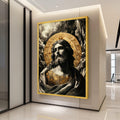 Classic Jesus Portrait Canvas Wall Art, Religious Icon with Golden Halo, Spiritual Christian Decor, Faith-Inspired Canvas Ready To Hang,