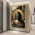 Classic Jesus Portrait Canvas Wall Art, Religious Icon with Golden Halo, Spiritual Christian Decor, Faith-Inspired Canvas Ready To Hang,